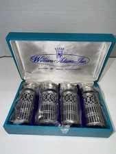 William Adams Towle Silversmiths Cobalt Silver Overlay Salt & Pepper Sets NEW