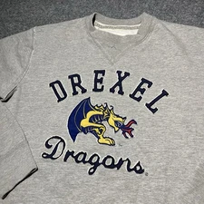 Drexel Dragons Sweatshirt Mens Small League Gray Crewneck Pullover Varsity