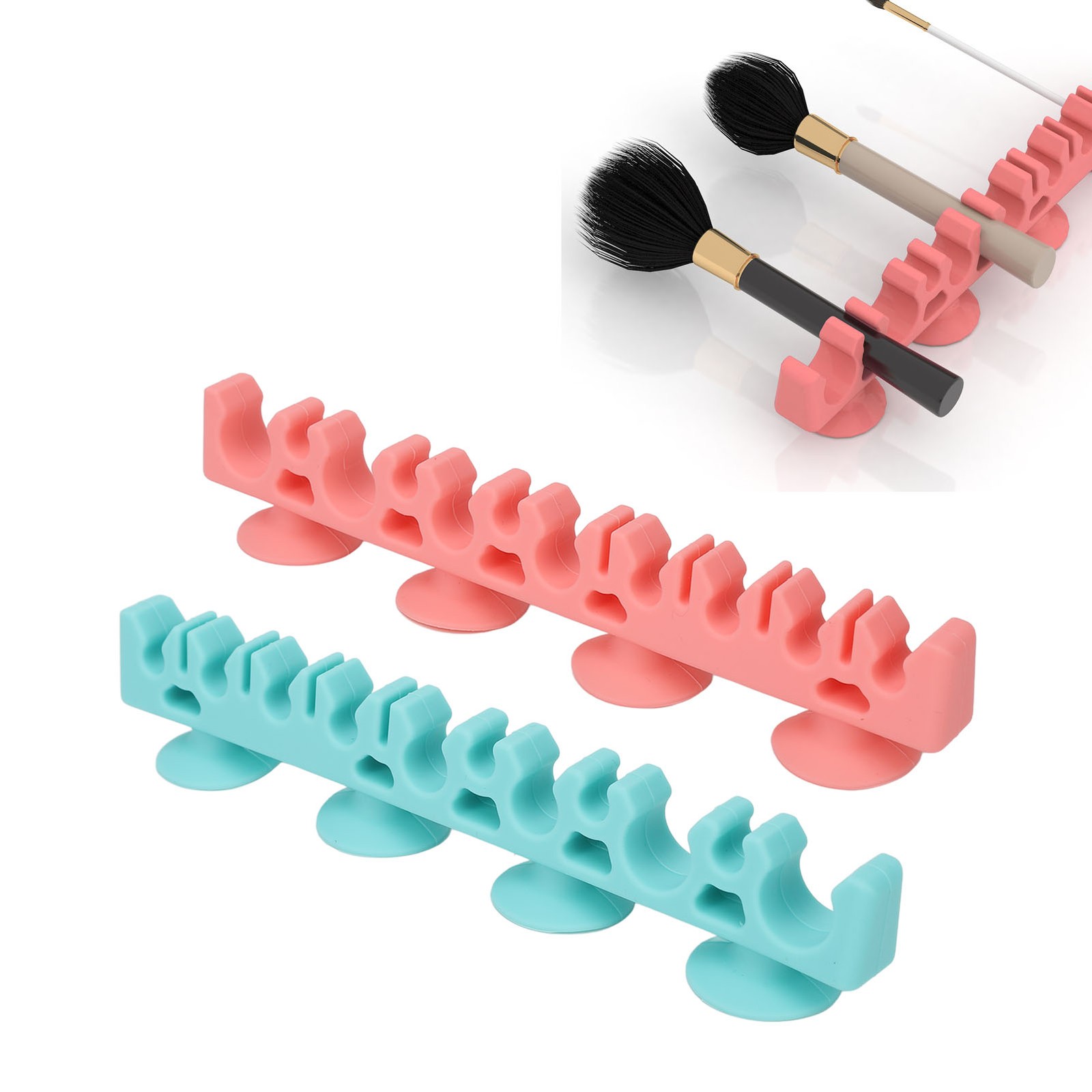 Silicone Wall Mounted Makeup Brush Rack Self Absorption Soft Gentle Cosmeti Kit