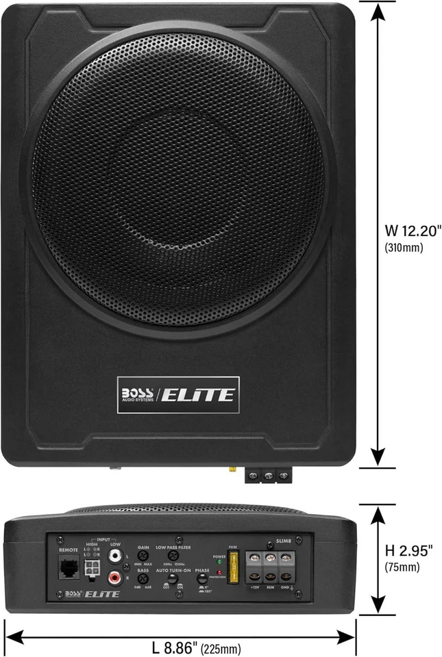 Subwoofer amplificado Boss Audio SLIM8 8" 800W alimentado debajo del asiento para automóvil Foto 2 de 2