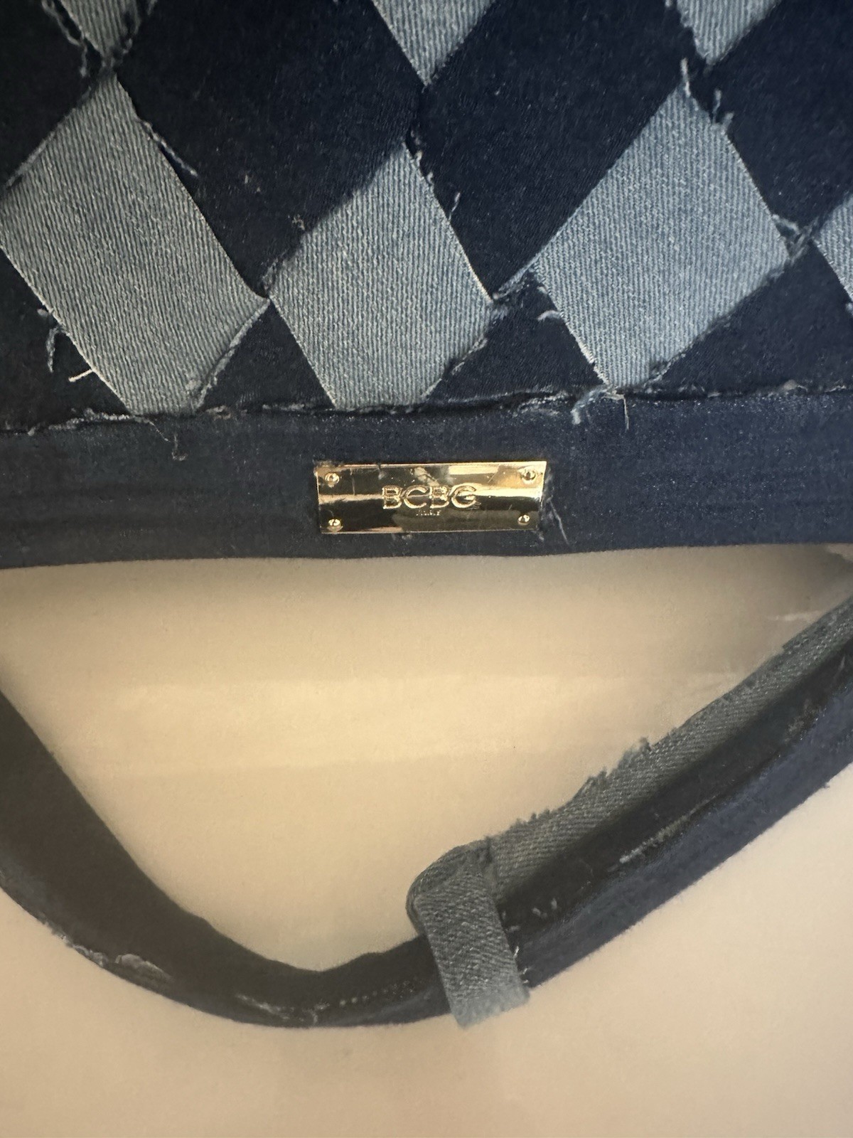 Custom Levis Blue Denim Patchwork Flap Purse BCBG… - image 3