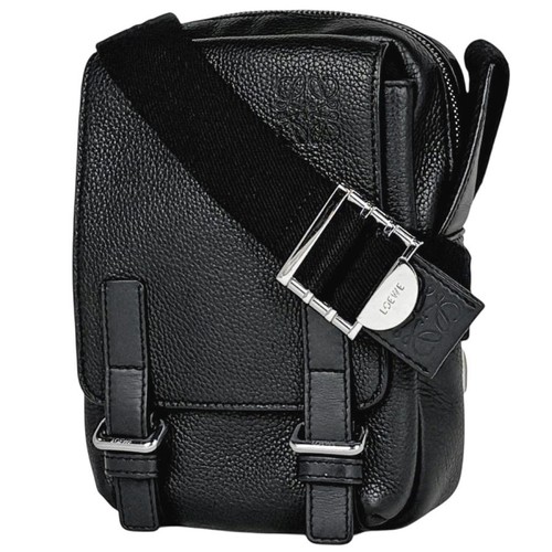 Loewe Military Crossbody XS Shoulder Bag Leather Black Ladies Used