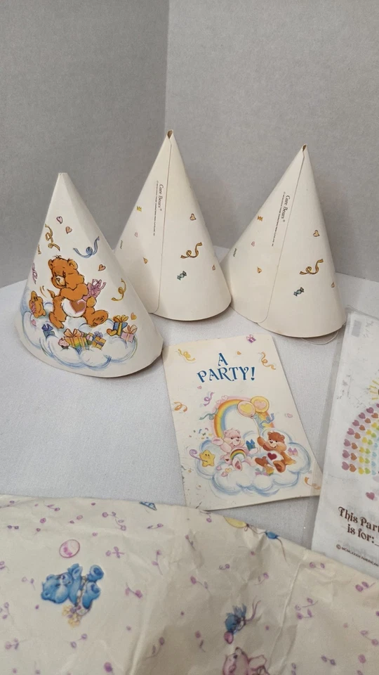 Vintage Care Bears Party Supplies Plate And Napkins Hats 1980’s  - Image 3 of 4