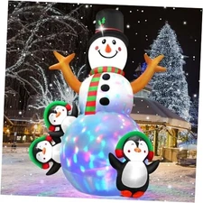 6.3 FT Christmas Inflatable Snowman Outdoor Decoration White & Black 6.3 ft