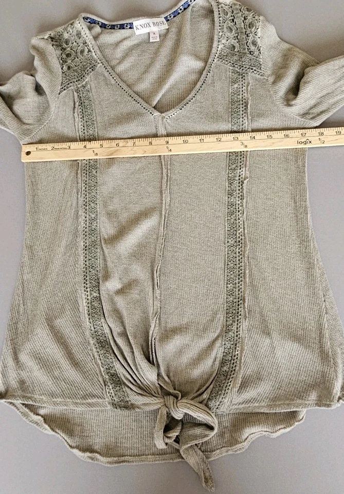 Camisa Knox Rosa Talla M Verde Encaje Corbata Frontal Manga Larga Boho Hada Y2K Grunge Foto 4 de 4