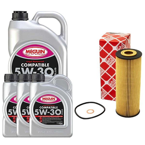 MotoröL Set SAE 5W-30 Plus Meguin 8 Liter + ÖLfilter FüR Ssangyong Kyron Actyon-image
