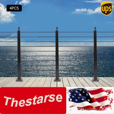36''x2''x2'' Stainless Steel Adjustable Black Level Line Post Cable Railing Post