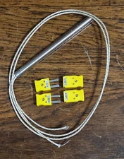 Watlow 9038 G5A69 Firerod Cartridge Heater & 2, K Type Thermocouple Connectors 