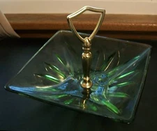 Green Glass Tidbit Dish