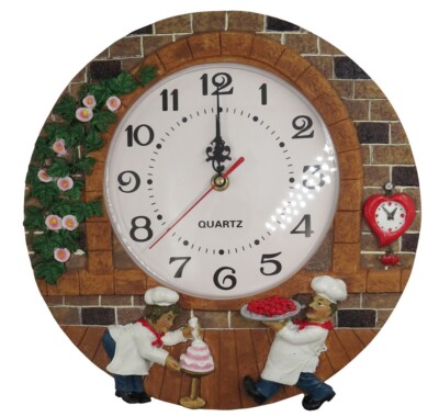 Wall Clock Non - Ticking Whisper,Elegant, Traditional, Decorative,Cook,chef