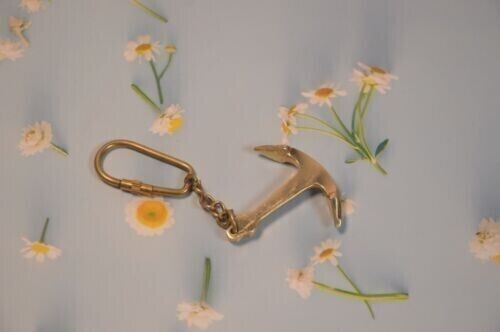 Brass Anchor Keychain - Old Vintage Antique Style - Miniature Nautical Necklace - Afbeelding 3 van 5