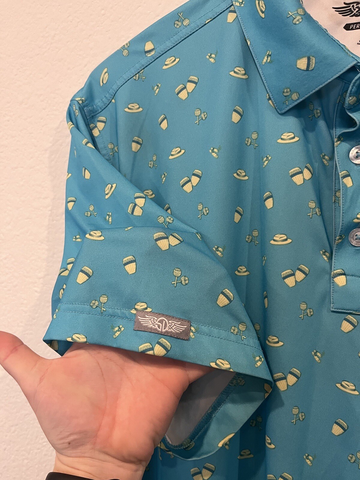 Straight Down Men’s Performance Blue Patterned Po… - image 5