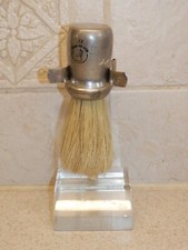 Vintage Metal Handle Shaving Brush Clear Acrylic Stand 6 1/2"