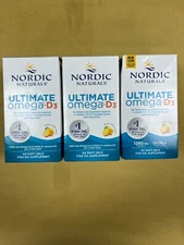 3 New Nordic Naturals Ultimate Omega-D3 1280mg - 60 Soft Gels Each Exp. 03/2027