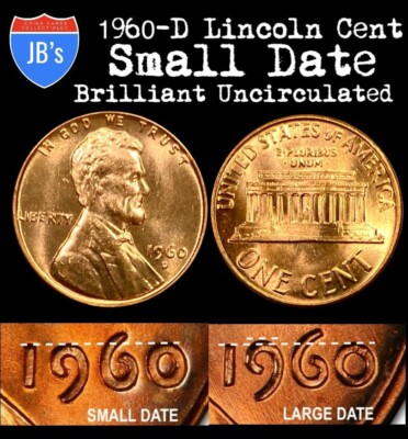 #ad 1960 D SMALL DATE Lincoln Memorial Cent BRILLIANT UNCIRCULATED *JB#x27;s Coins* $2.87