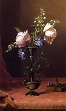 Ｏｉｌ Martin Johnson Heade - Victorian Vase with Flowers of Devotion no framed