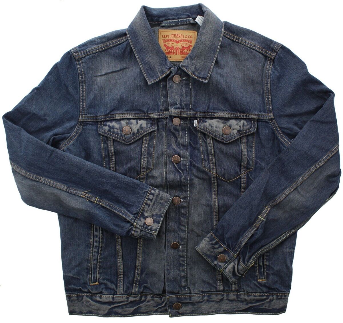 Levis Trucker Jean Jacket Men's White Tab Cotton Denim Levis Trucker Jean Jacket Men's White Tab Cotton Denim