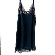 Oscar de la Renta Pink Label Black Silky Slip Dress Large