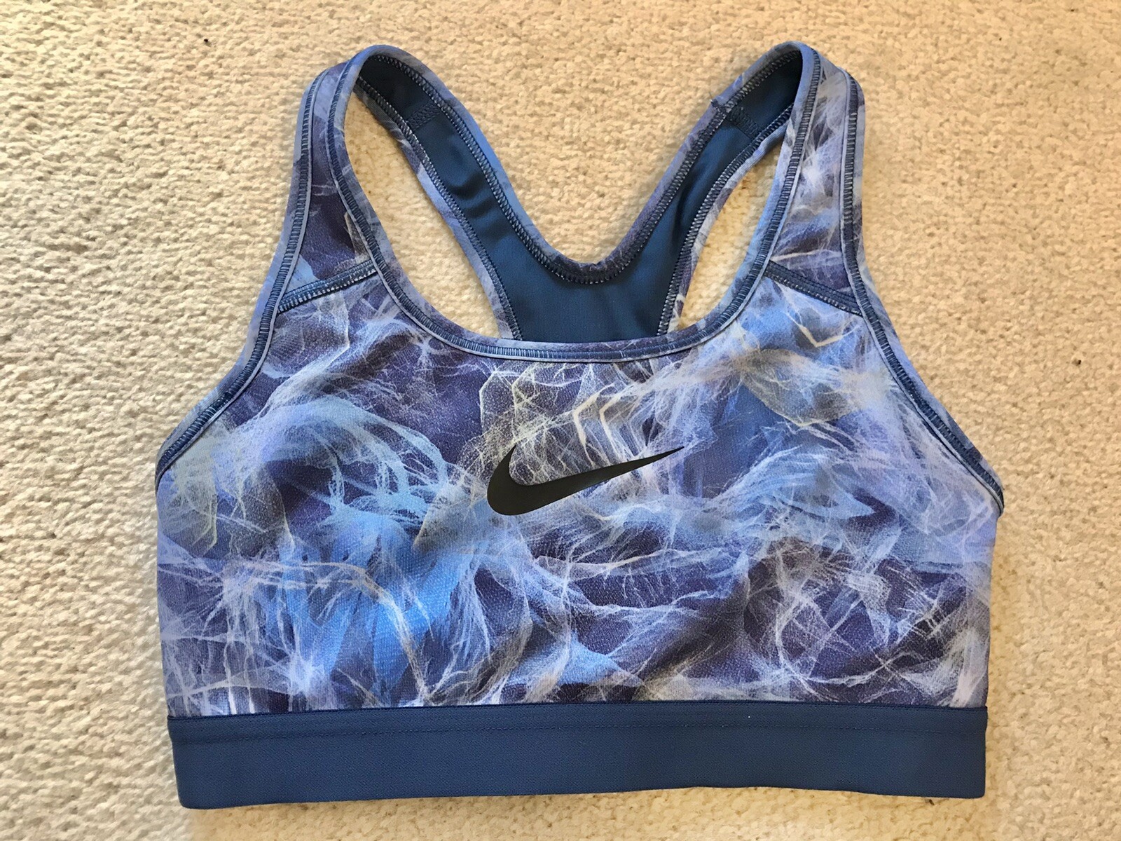 NIKE sports-bra XS women’s UK4-6 Nike DRI-FIT camo/ blue rrp£25 VGC-image