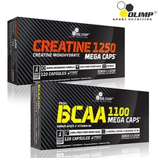 CRATINE MONOHYDTARE + BCAA - 60-180 Caps- Amino Acids Muscle Growth Development