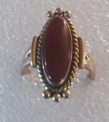 Vintage Native American  12k Gold filled Ring size 5.75 Makers Mark Brown Stone