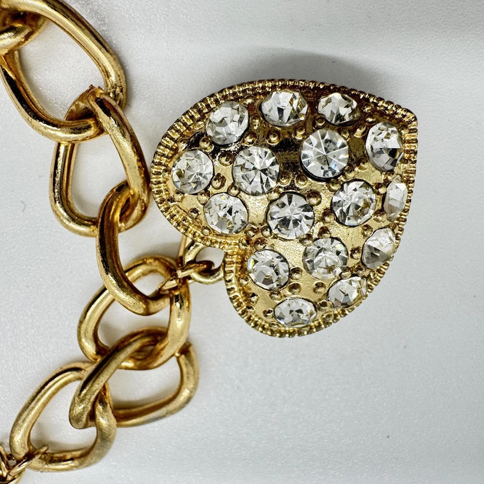 Pulsera Liz Claiborne Corazón Tono Dorado Dije - Cadena Pavé Diamantes de Imitación Foto 2 de 4