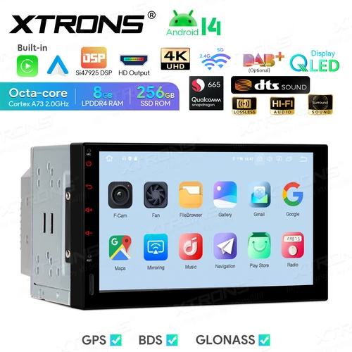 2 DIN Android 14 CarPlay Head Unit 8GB 256GB GPS DTS Sound 7" Touchscreen WIFI