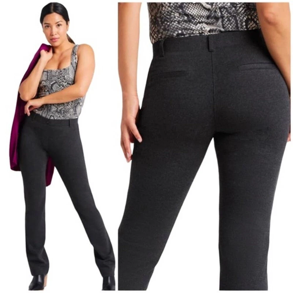 Betabrand Yoga Dress Pants Size Large Pull On Stretchy Comfort Charcoal Gray