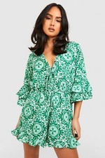 Ex Women Green Playsuit  Dress Ladies Plus Size 8 10