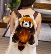 Red Panda Backpack Bag Plush Toy 12" Stuffed Animal Toddler Doll Gift for Kids