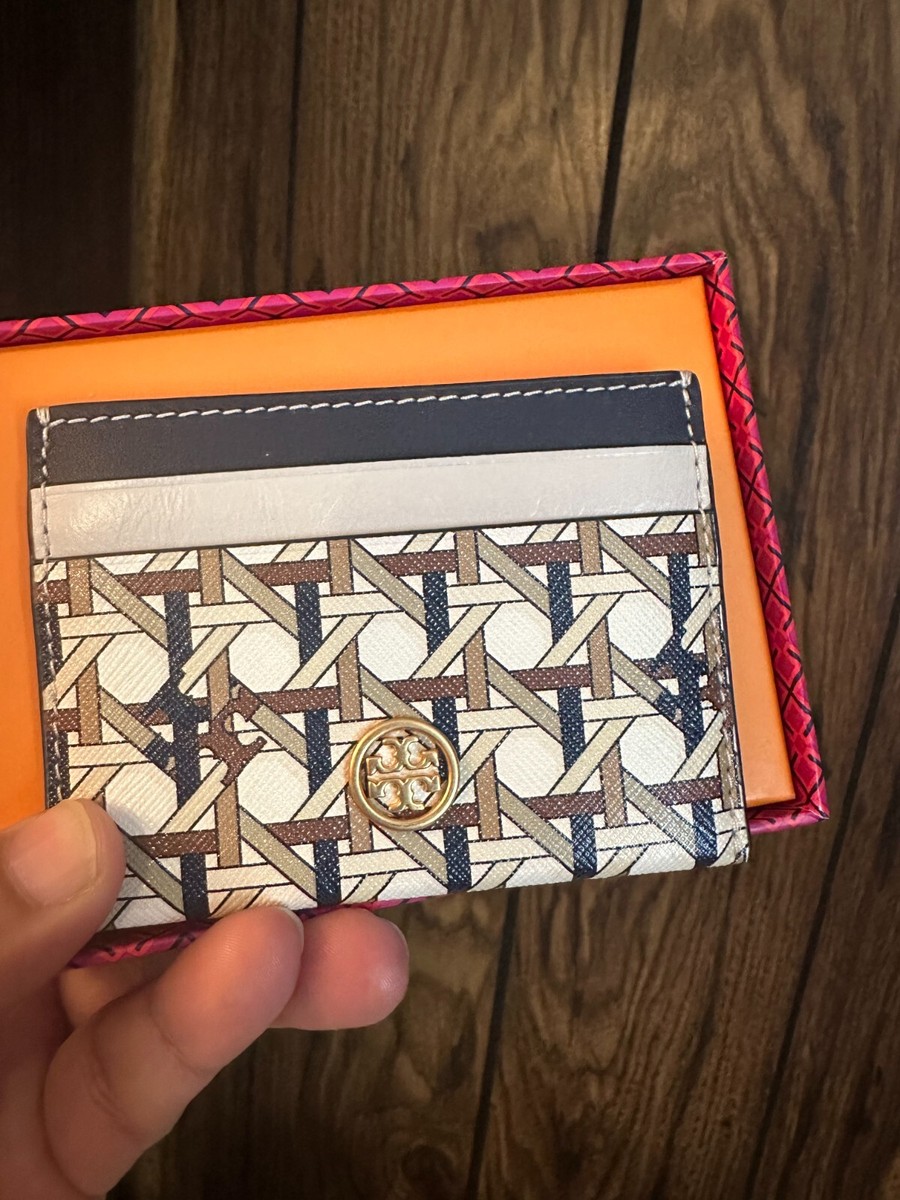 Tory Burch Parker Embossed Foldable Card Case in Port Croc for