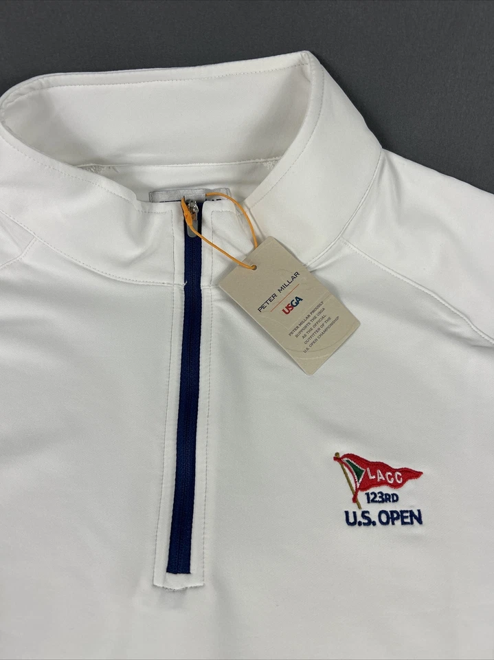 Peter Millar Golf Pullover Crown Sport US Open LACC 1/4 Zip XL White MSRP $135 - Image 4 of 4