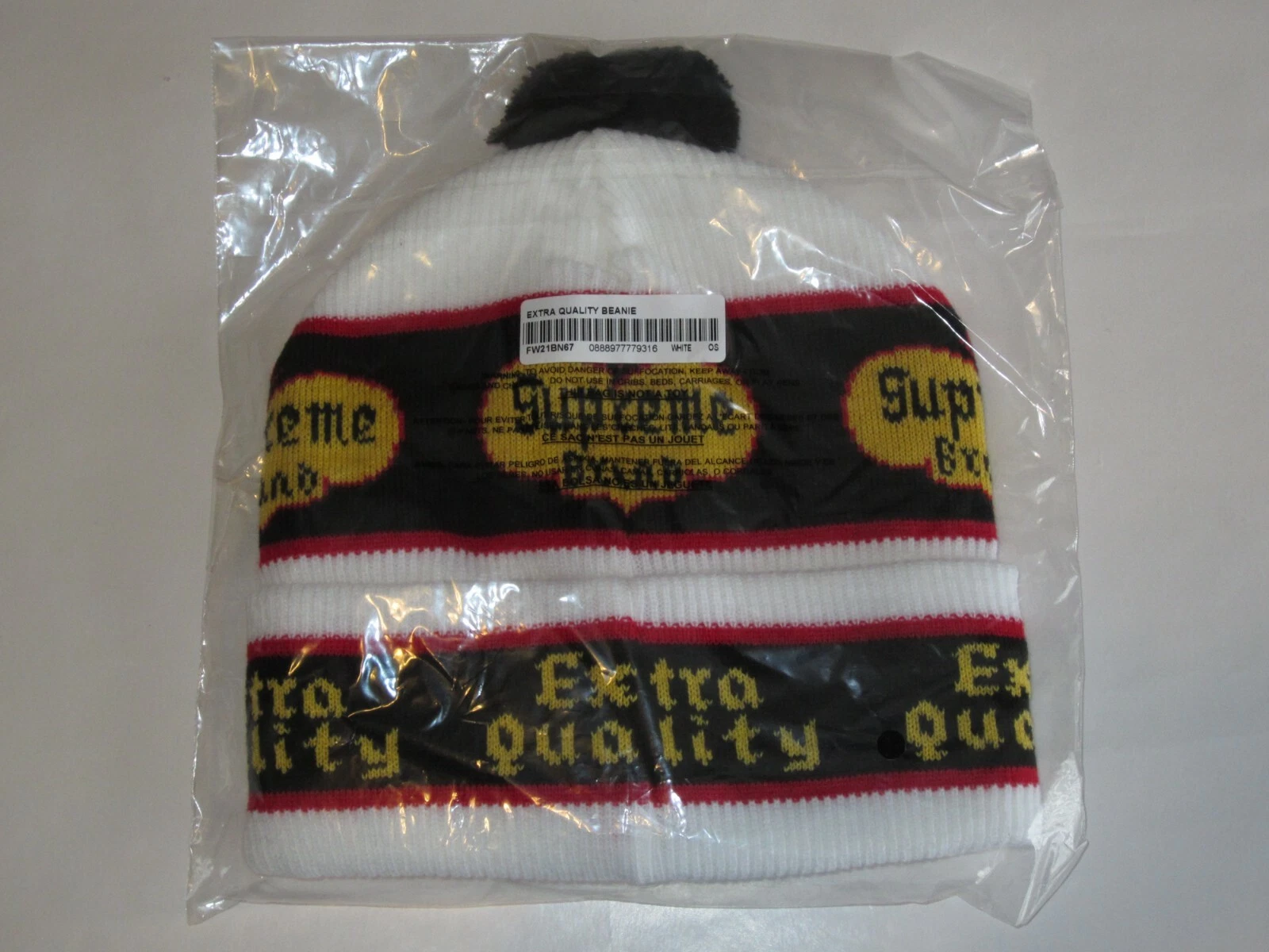 Casquette chapeau d'hiver blanc Supreme New York qualité extra NEUF ! Pom F/W 2021
