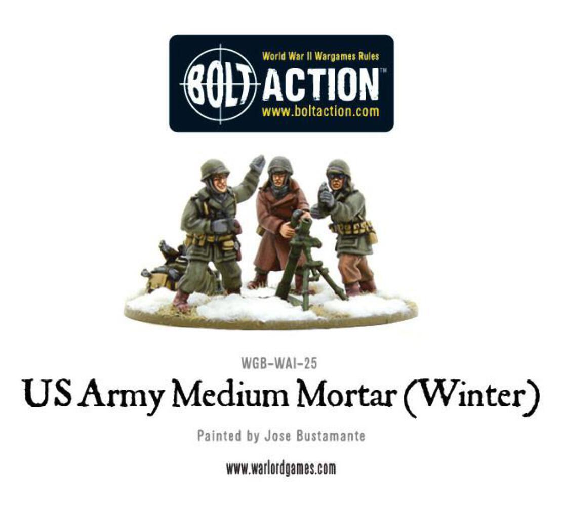 Bolt Action - US Army Medium Mortar (Winter) - Warlord Games