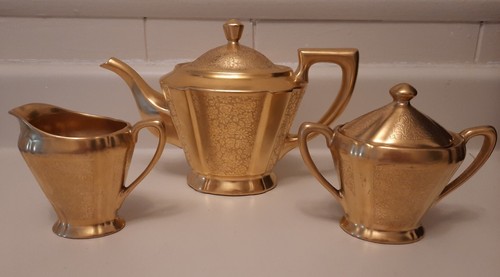 Vintage Gold Pickard Tee Service Set Teekanne Milchkännchen Zucker - Bild 2 von 19