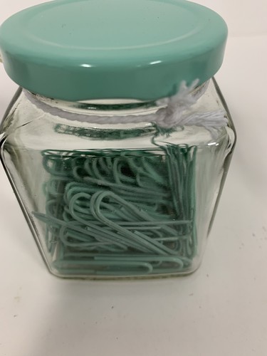 3 Pc Clips, Paper Clips, And Push Pins In Glass Jar - Picture 3 of 4