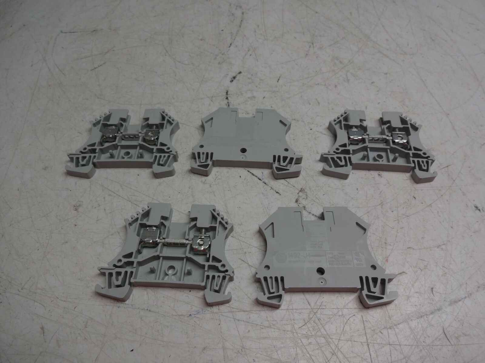 Lot of 5 Allen Bradley 1492-J4 Grey Terminal Blocks IEC60947-7-1
