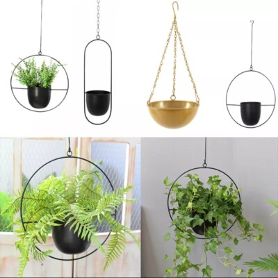 Metal Plant Hanger Chain Basket Hanging Flower Pot Planter Holder Home  Garden | eBay