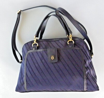 Tommy Hilfiger Blue Shoulder Bag Purse Fabric Partial Chain Link