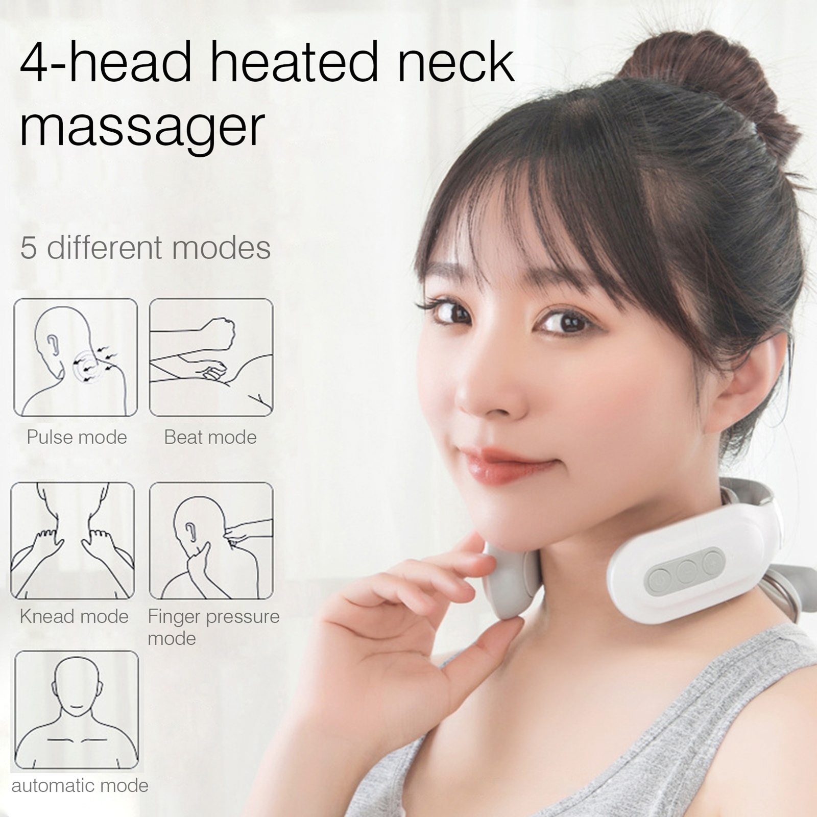 Electronic Pulse Neck Massager with Heat Cervical Pain Relief Rechargeable Fast