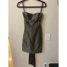 Jenny Yoo Collection Strapless Silver Dress with Tie in back