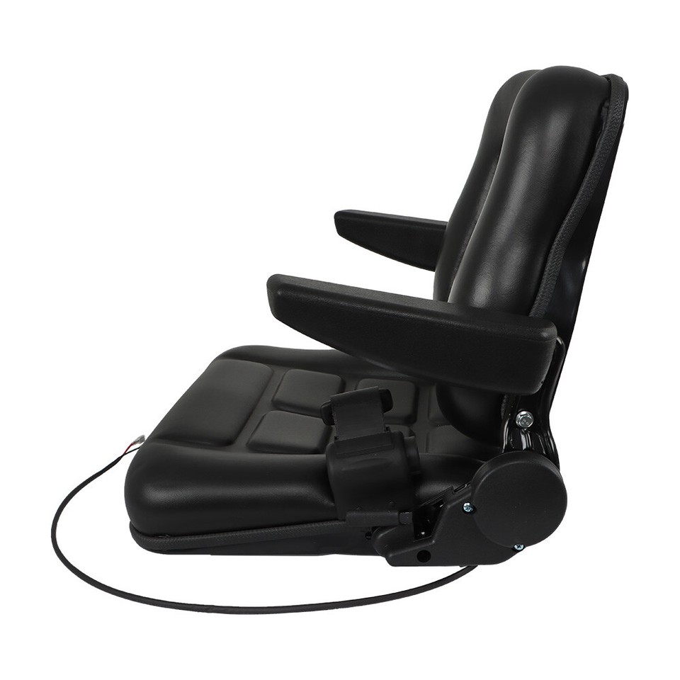 Universal Forklift Tractor Seat - Fold Down With Armrest, Safety Belt & Switch