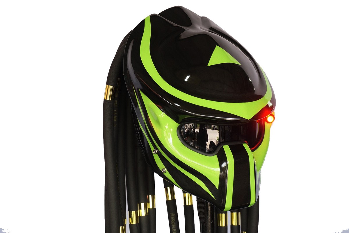 PRO Predator GLOSSY Black Green Open Face Motorcycle Helmet Custom