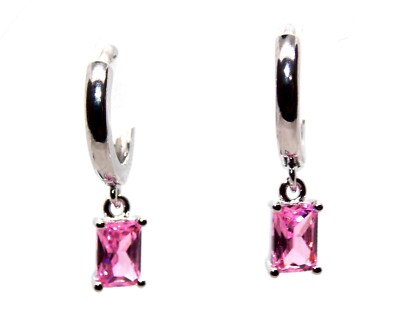 Sterling Silber rosa Saphir 1,08ct Huggie Ohrhänger (925)