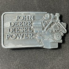 VTG 1982 John Deere Diesel Power Pewter Belt Buckle Tractor Engine Moline IL USA