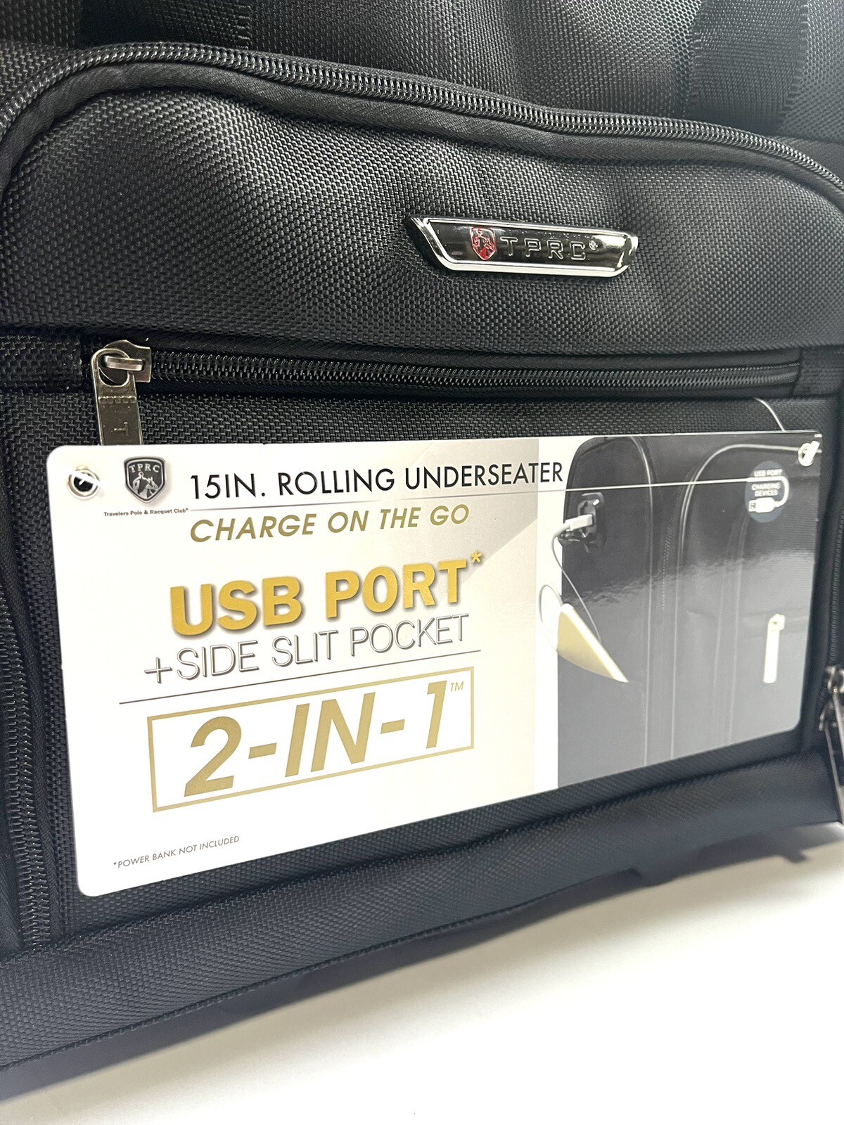 TPRC Smart Under Seat CarryOn Luggage with USB Charging Port, Black