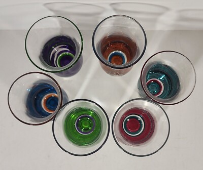 Dansk Spectra Art Glass Shot Or Cordial Glasses ~ Set Of Six (6