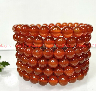Wholesale Lot 6 Pcs Natural Carnelian 8mm 7.5  Crystal Healing Stretch Bracelet