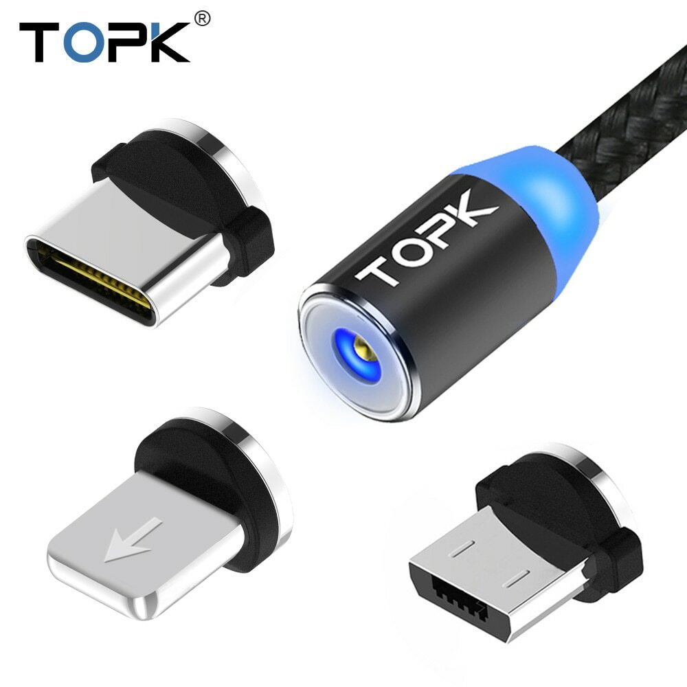 TOPK RLine2 LED Magnetic USB Cable for iPhone USB C Micro USB