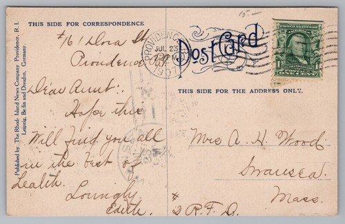 Postcard Old Home Week 1907 Providence Rhode Island Town Festival Event - Picture 2 of 2